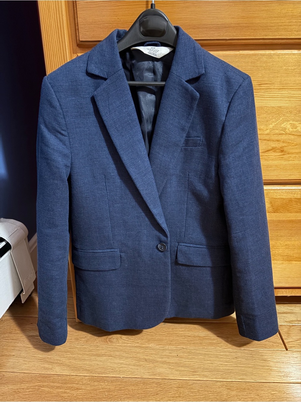 H&M Boys Navy Single-Button Textured Blazer
